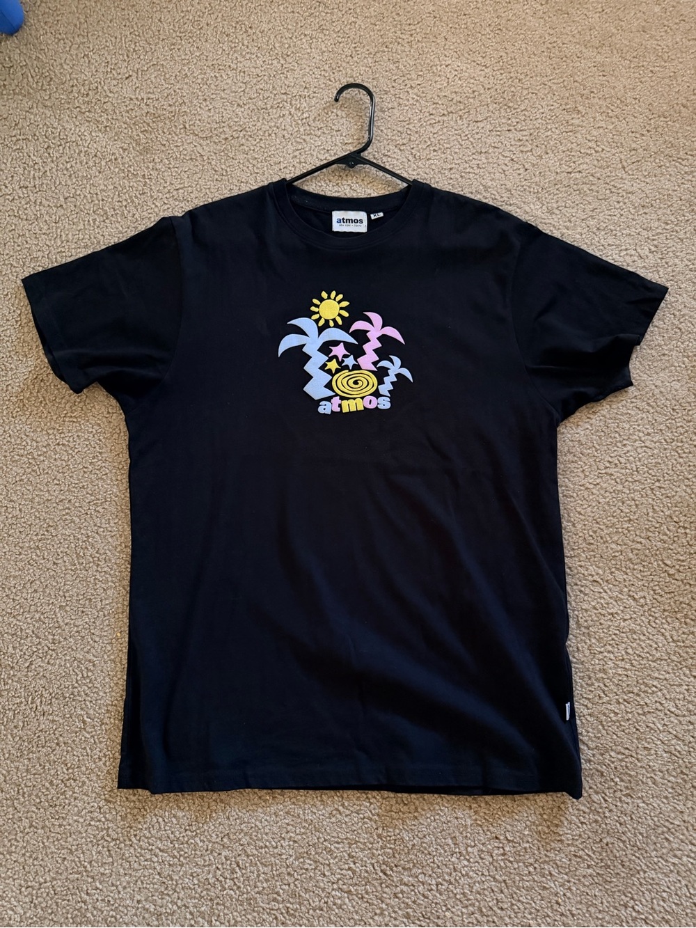 Black Short Sleeve Graphic Tee - Palm Sun Design